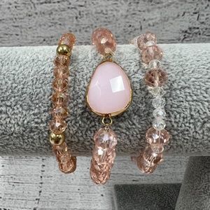 Pink Agate Bracelet Set (153)